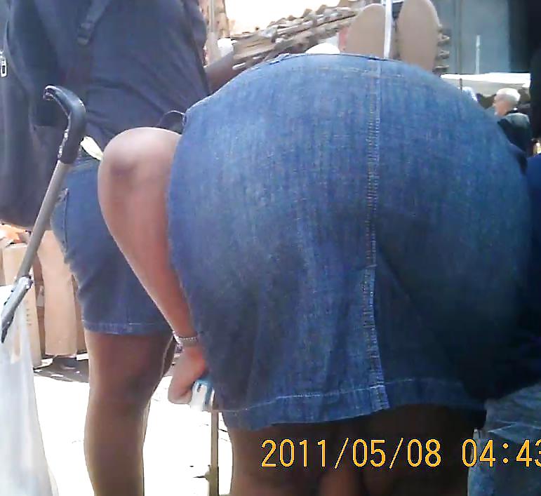 African Booty Bending Over in Jeans Skirt #20330644