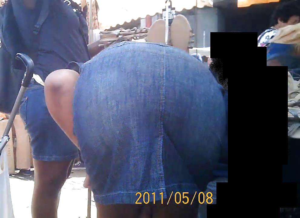 African Booty Bending Over in Jeans Skirt #20330650