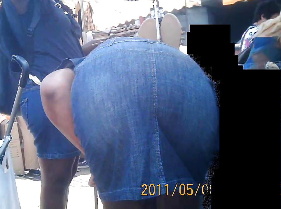 African Booty Bending Over in Jeans Skirt #20330656
