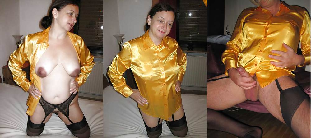 Crossdresser wearing Satin Blouse #21602793