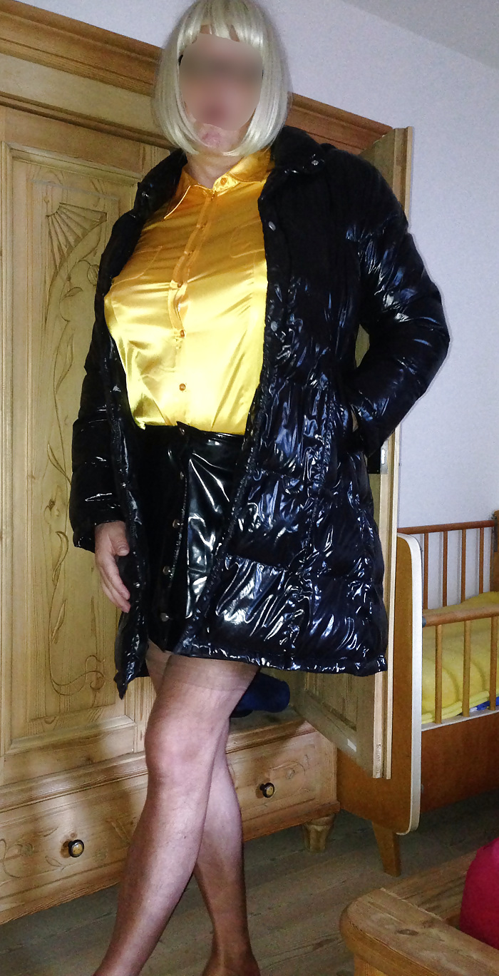 Crossdresser wearing Satin Blouse #21602887