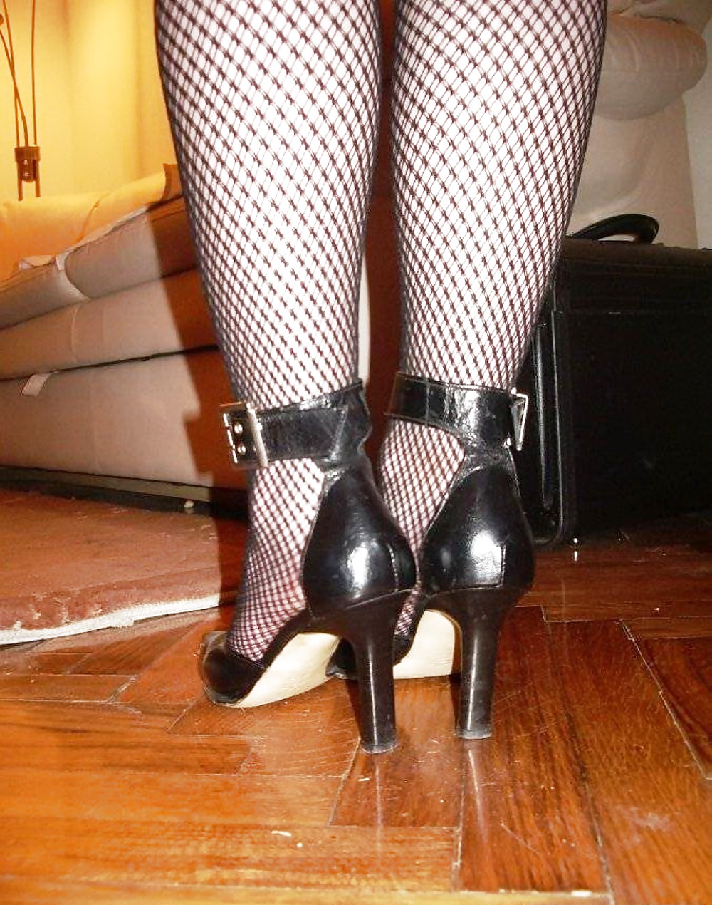 My greek wife with black fishnet stockings. #14563173