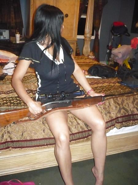 MILF Slut Playing with Rifle #18768932