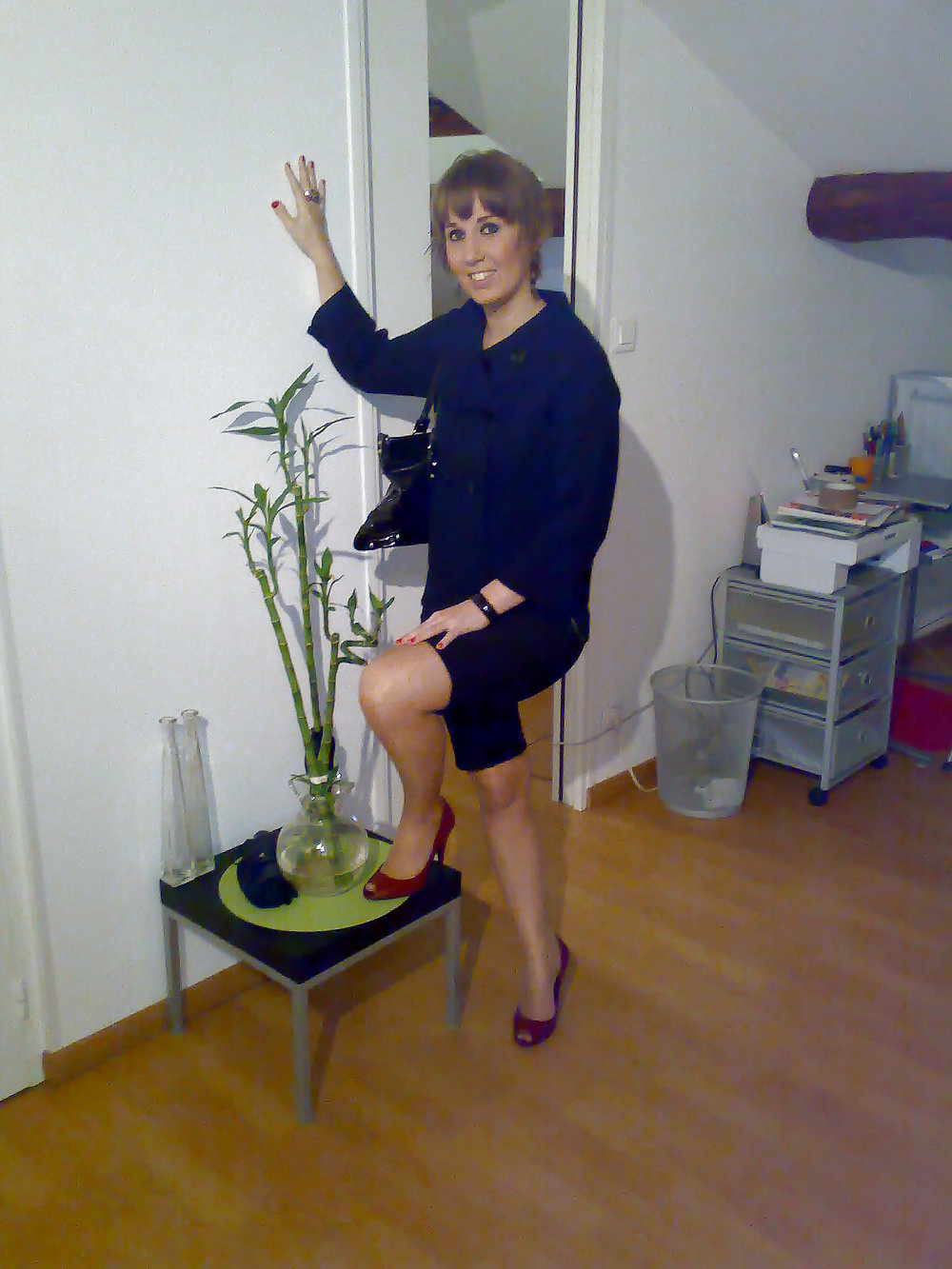 Waiting for him in miniskirt stockings and hight heels #6561093