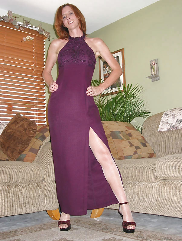 Me in purple dress  white panties and white pantyhose #13394377