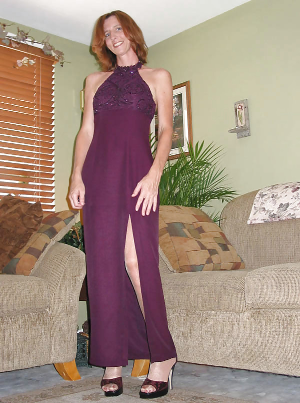 Me in purple dress  white panties and white pantyhose #13394639