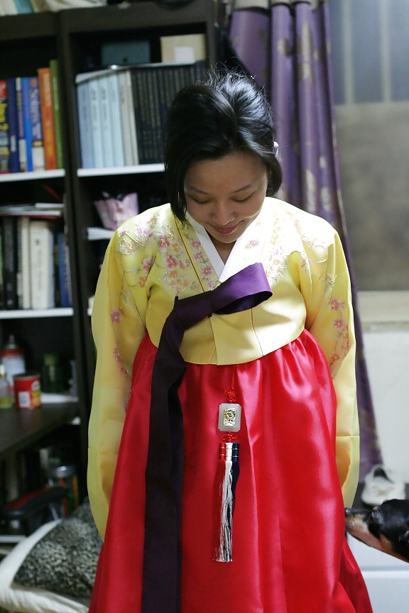 Korean Gode Dame Hanbok Et Baiser #10425260