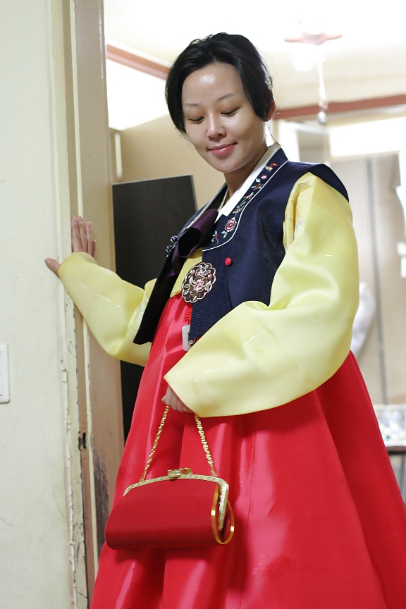Korean Gode Dame Hanbok Et Baiser #10425395