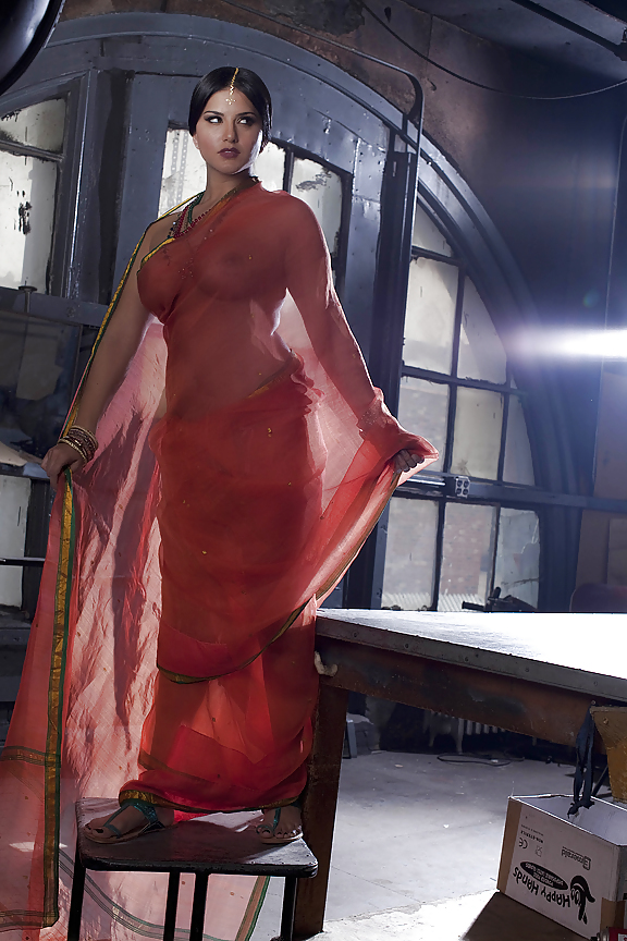 Lewd Sunny in saree