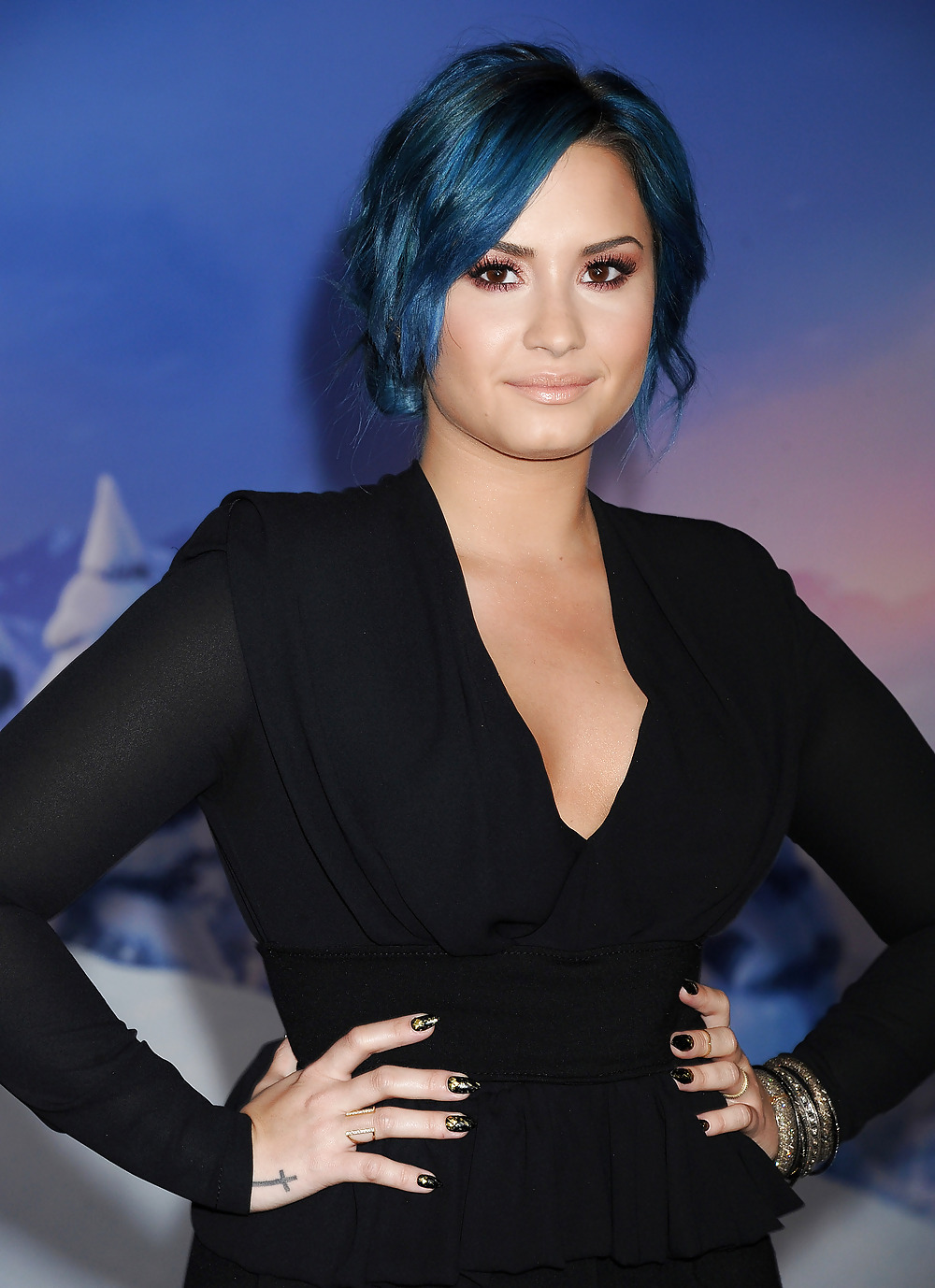 Demi Lovato with blue hair and business style #22180160