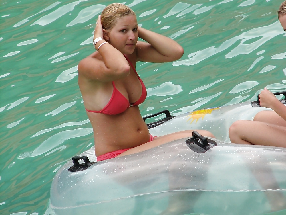 Hot as fuck waterpark teen and friend. Big tits red bikini. #15705427