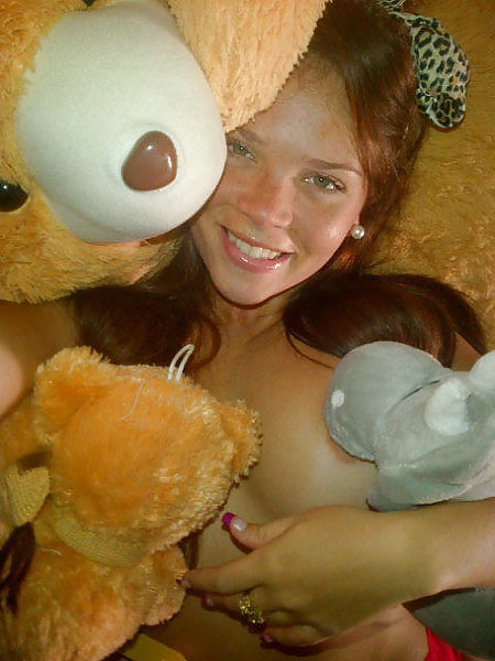 Jennifer Aboul Topless with Her Teddy Bear #14041001