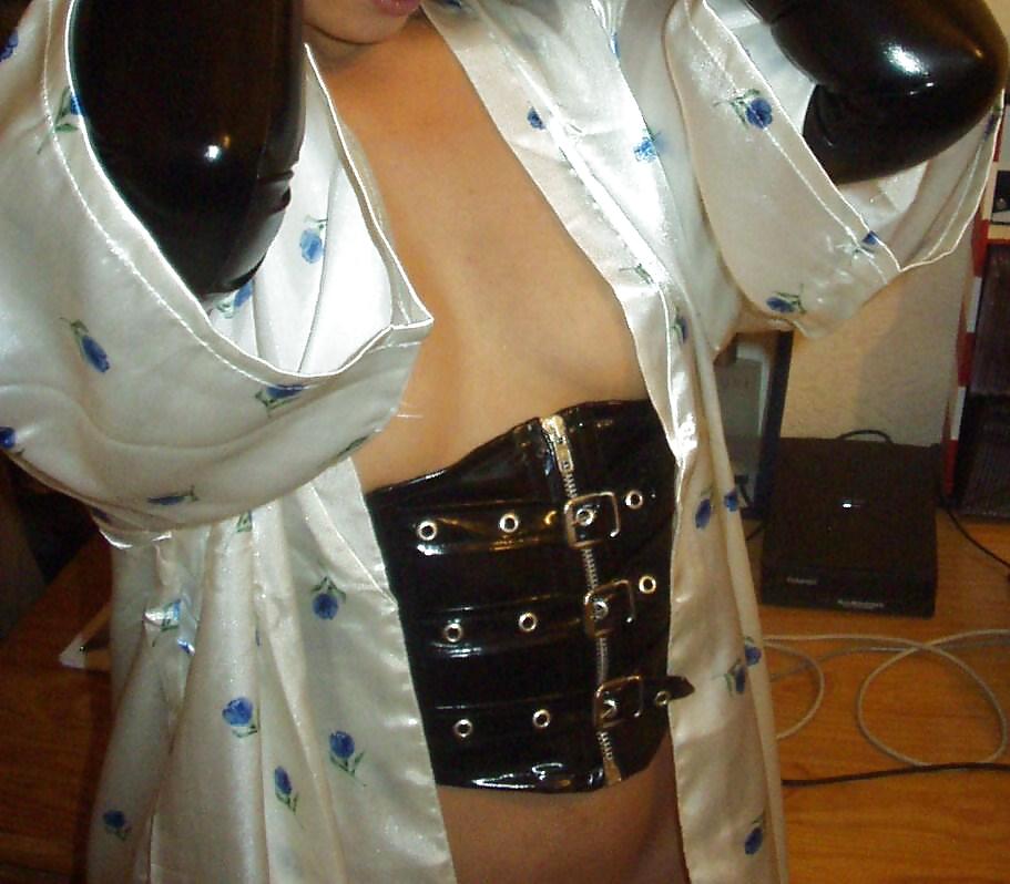 My wife with vinyl gloves and corset #14073228