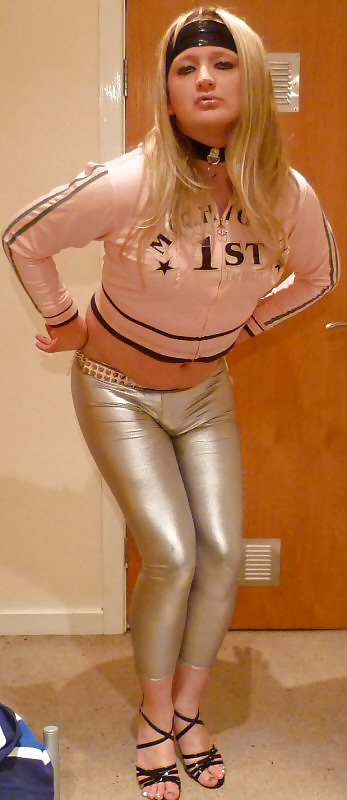 Hot sissy chav in silver leggings #22460754