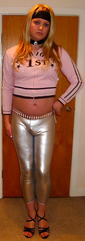 Hot sissy chav in silver leggings #22460756