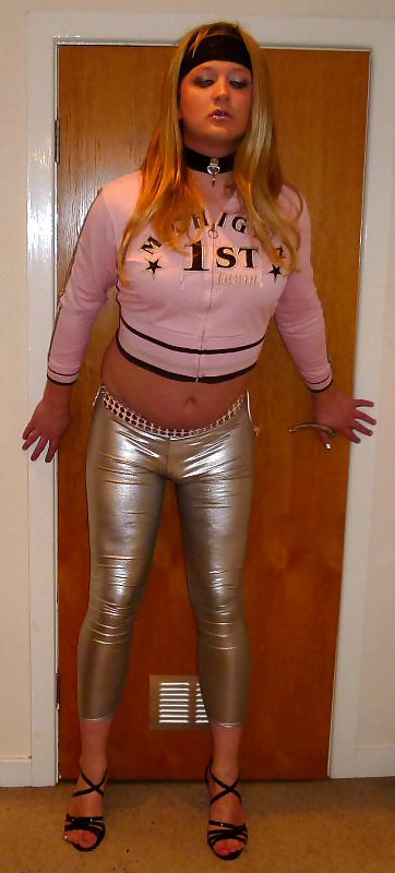 Hot sissy chav in silver leggings #22460759