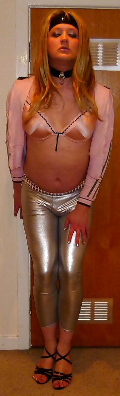 Hot sissy chav in silver leggings #22460766