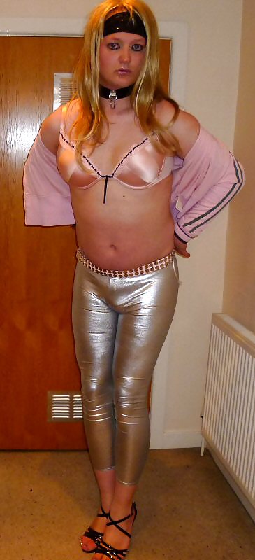 Hot sissy chav in silver leggings #22460769