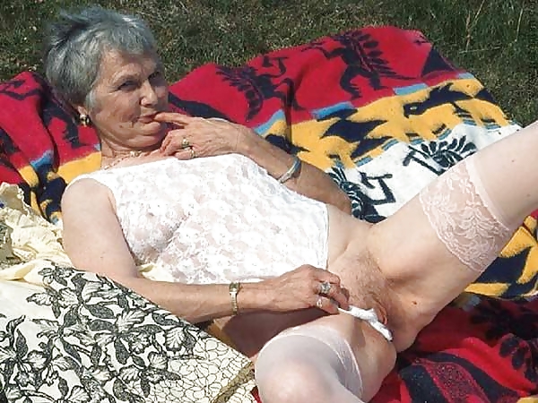 Lovley white-haired granny outdoor #3979819