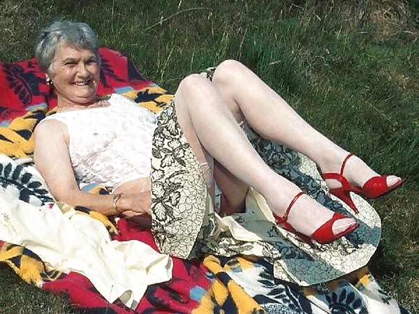 Lovley white-haired granny outdoor #3979838