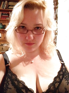 Adorable chubby blonde shows cleavage #19263366