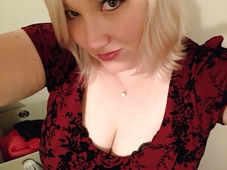 Adorable chubby blonde shows cleavage #19263380