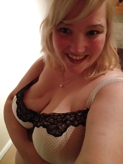 Adorable chubby blonde shows cleavage #19263408
