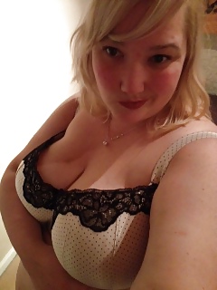 Adorable chubby blonde shows cleavage #19263412