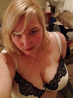Adorable chubby blonde shows cleavage #19263428
