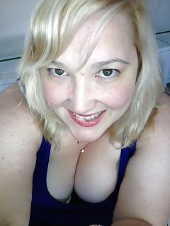 Adorable chubby blonde shows cleavage #19263447