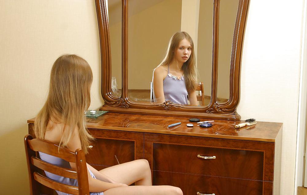 Cute russian teen Julia doing make-up #7337363
