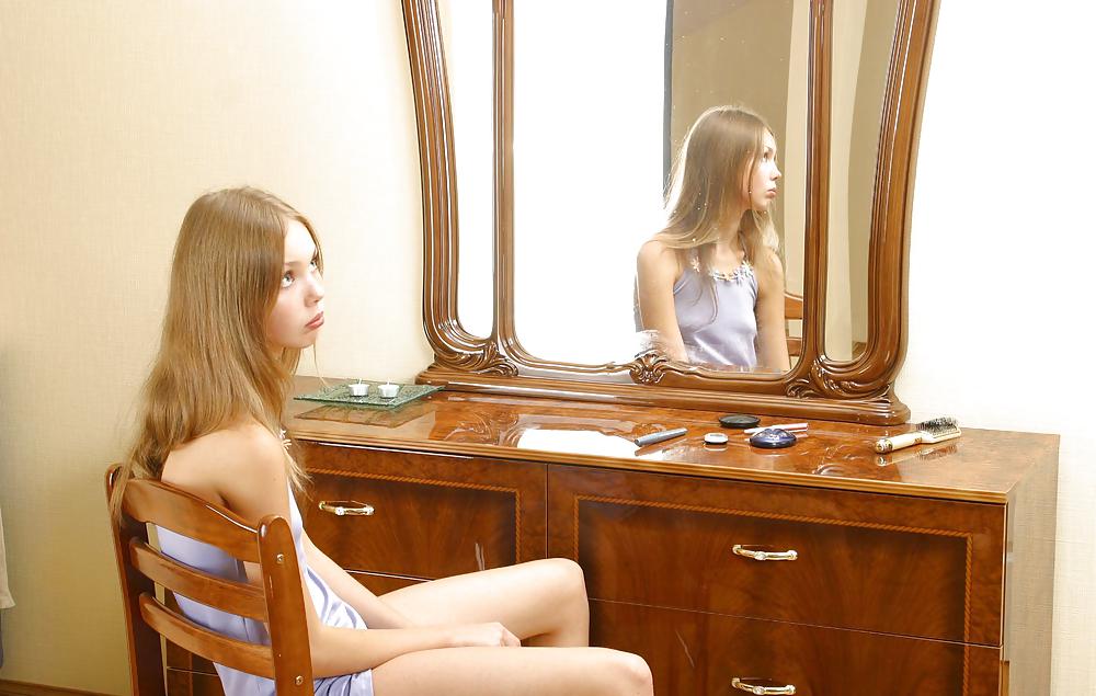 Cute russian teen Julia doing make-up #7337805