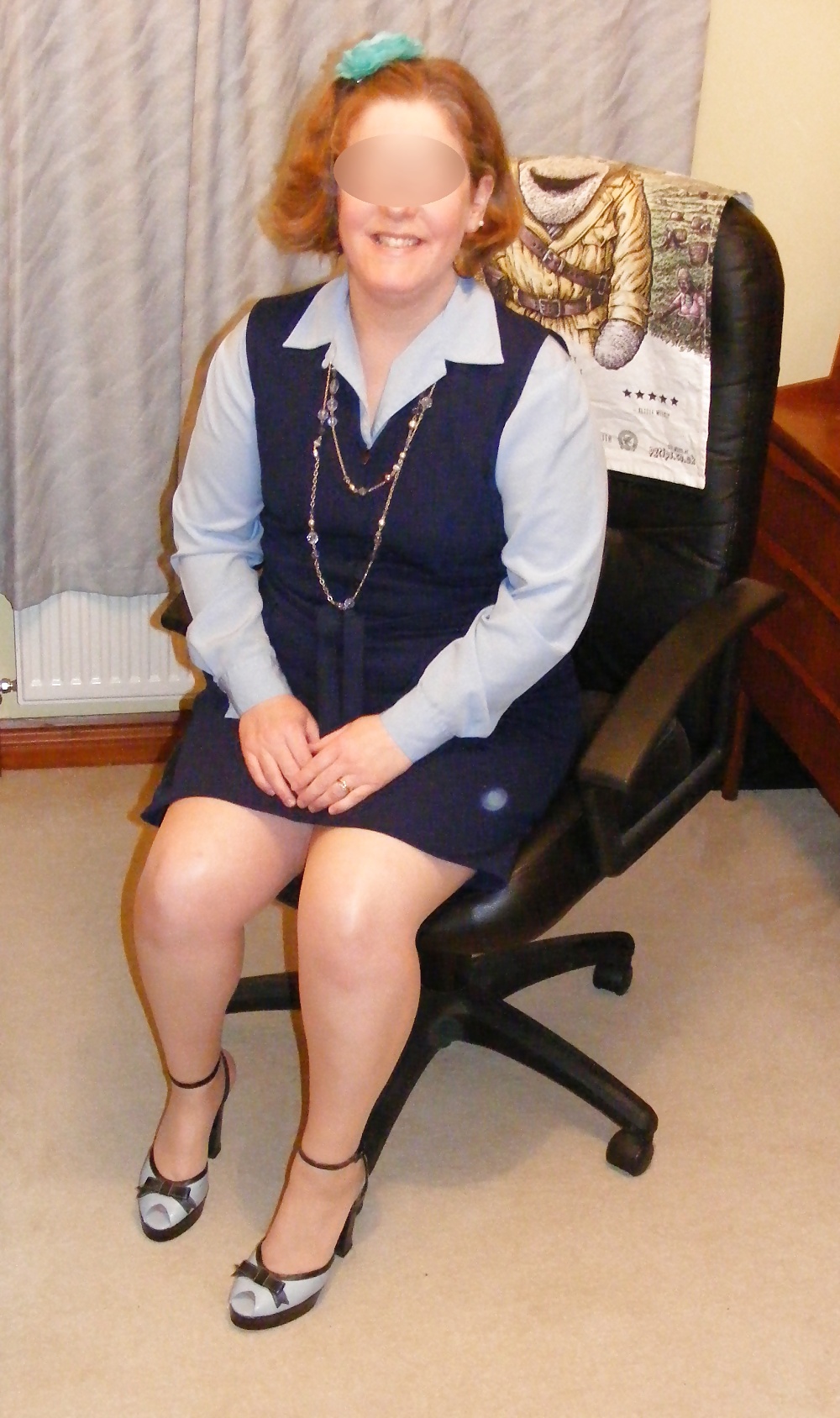 Slutty secretary in blue dress #19444687