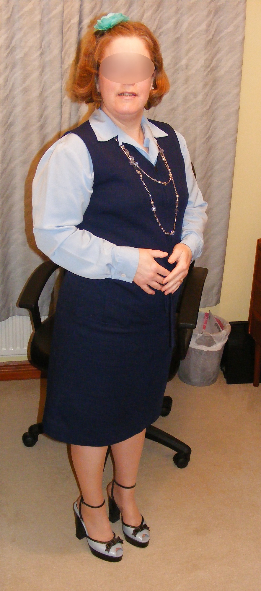 Slutty secretary in blue dress #19444696