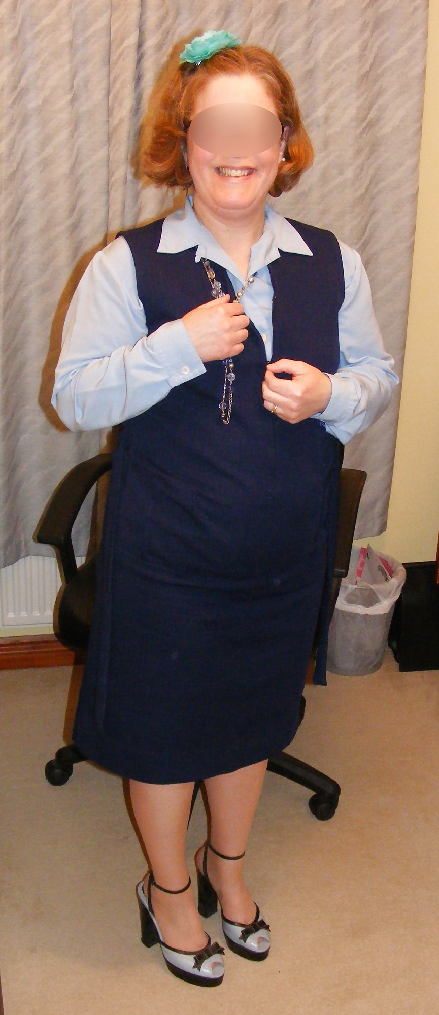 Slutty secretary in blue dress #19444708