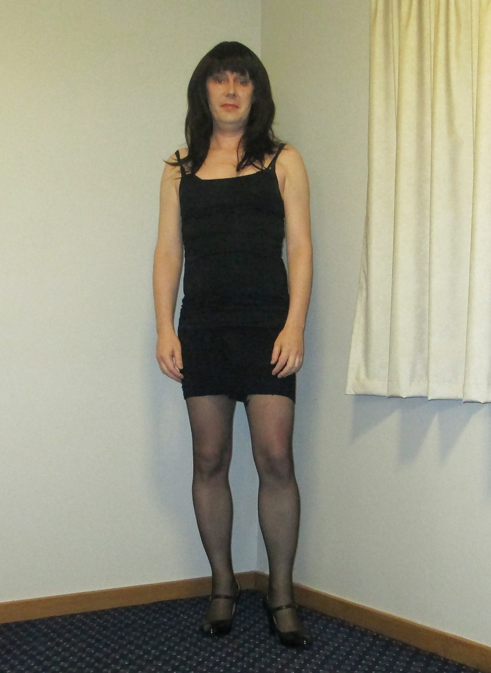 Black mini skirt and fashion top stockings #13909105