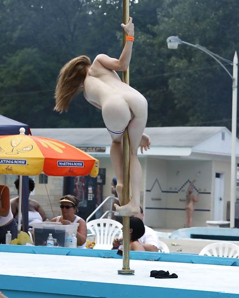 Erotic porn pole dancing in the open air #10095045