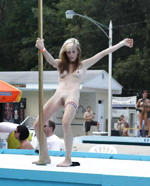 Erotic porn pole dancing in the open air #10095048