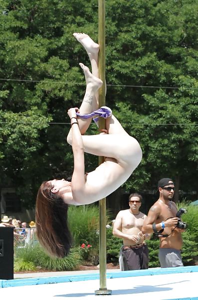 Erotic porn pole dancing in the open air #10095063