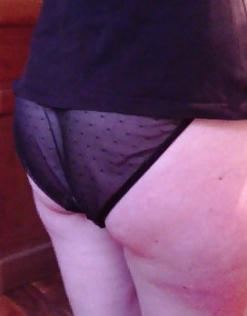 Wife with transparent black pantie and pad. Hidden cam pics #19129066