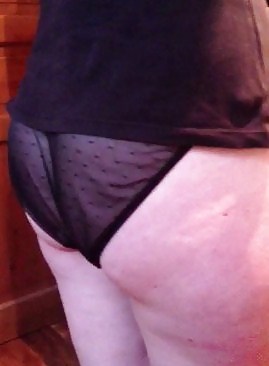 Wife with transparent black pantie and pad. Hidden cam pics #19129073