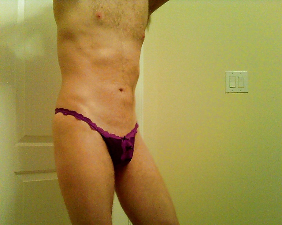 Wearing wife's Purple panties #17865106
