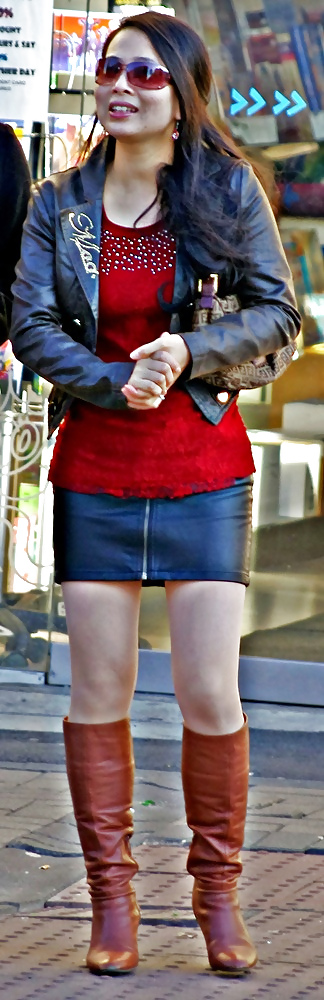 Leather skirts on the dual carriageway #9893002