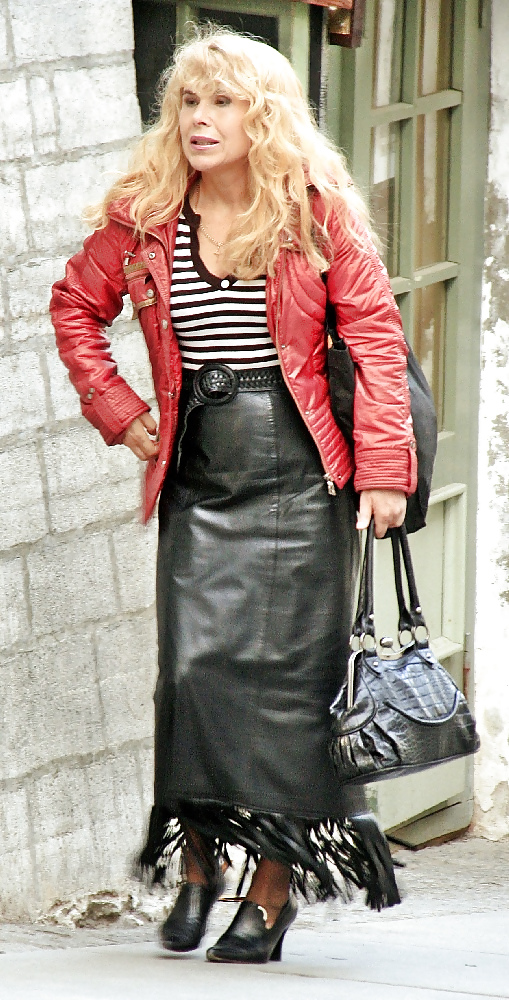 Leather skirts on the dual carriageway #9893042