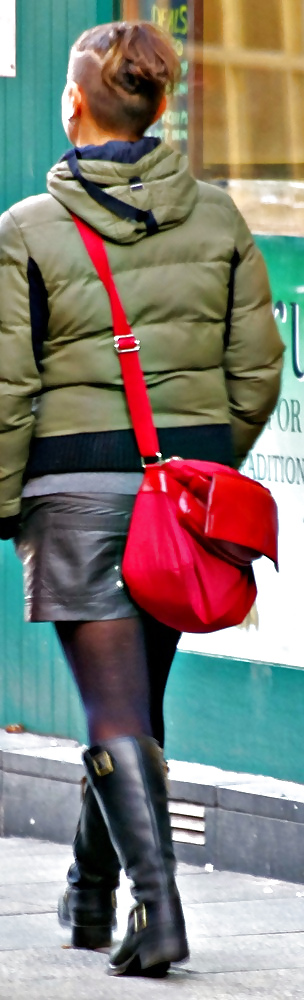 Leather skirts on the dual carriageway #9893133
