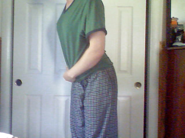 Posing in a Green Shirt