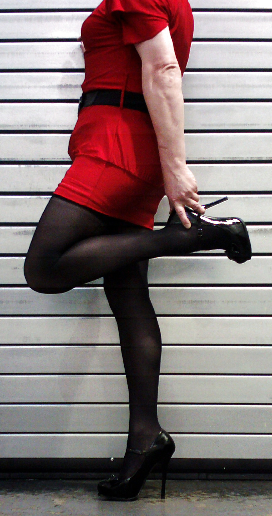 Sarah in BIGTOM,S fav red dress #4180837