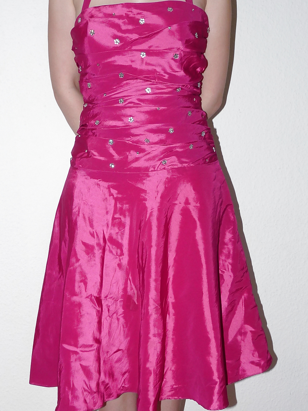 Wifes pink silk satin shiny barbie dress #17656716