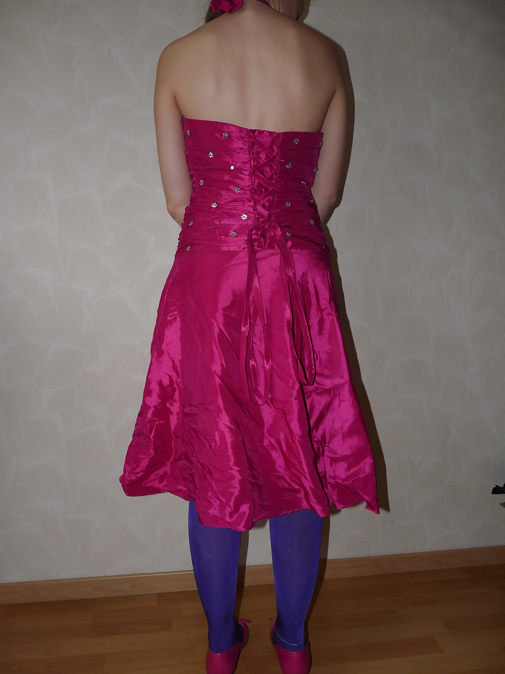 Wifes pink silk satin shiny barbie dress #17656725