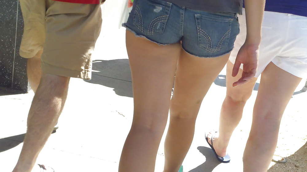 Nice teen ass & butt in jean shorts #19479374